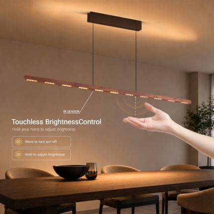 Immax NEO 07309L - stmievateľný LED závesný luster na lane so senzorom MADEIRA LED/37W/230V 157 cm orech