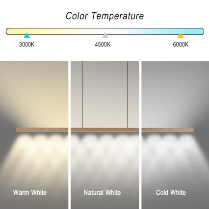 Immax NEO 07310L - LED stmievateľný luster na lane so senzorom MADEIRA LED/37W/230V 157 cm jaseň