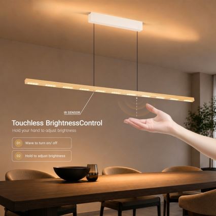 Immax NEO 07310L - LED stmievateľný luster na lane so senzorom MADEIRA LED/37W/230V 157 cm jaseň