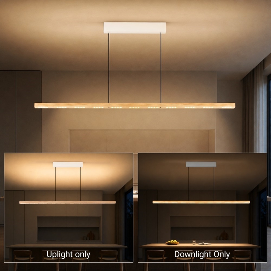 Immax NEO 07310L - LED stmievateľný luster na lane so senzorom MADEIRA LED/37W/230V 157 cm jaseň