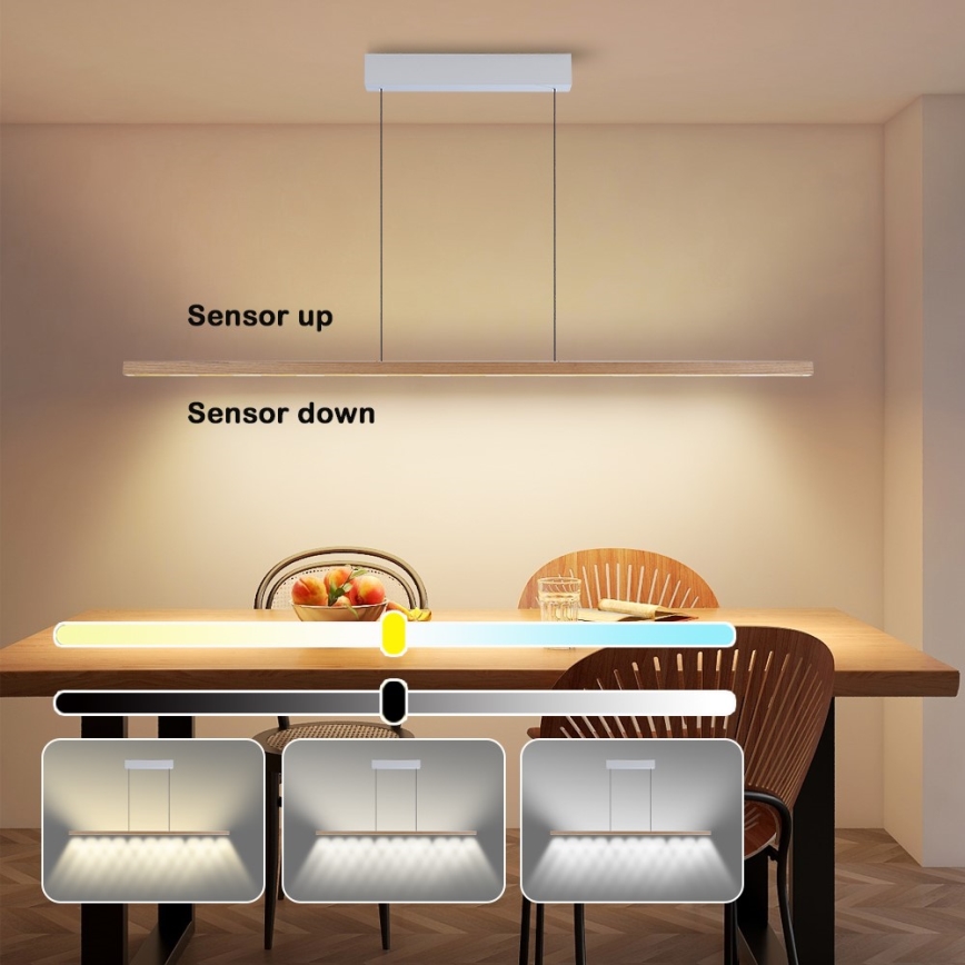 Immax NEO 07310L - LED stmievateľný luster na lane so senzorom MADEIRA LED/37W/230V 157 cm jaseň