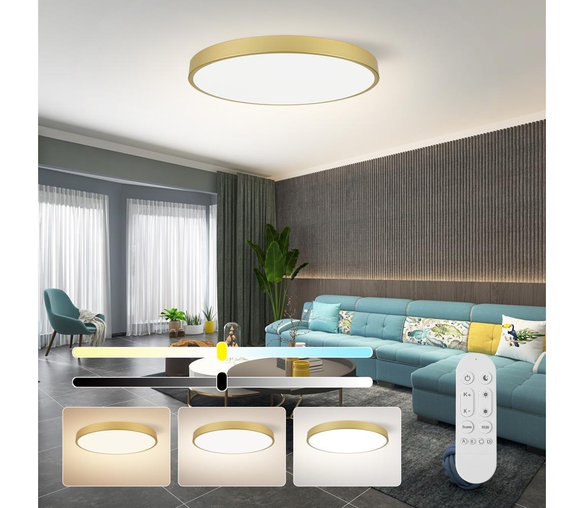 NEO 07311L-LED Stmievateľné stropné svietidlo SEMPLICI 96W/230V priemer 80 cm Wi-Fi Tuya zlaté + diaľkové ovládanie 07311L