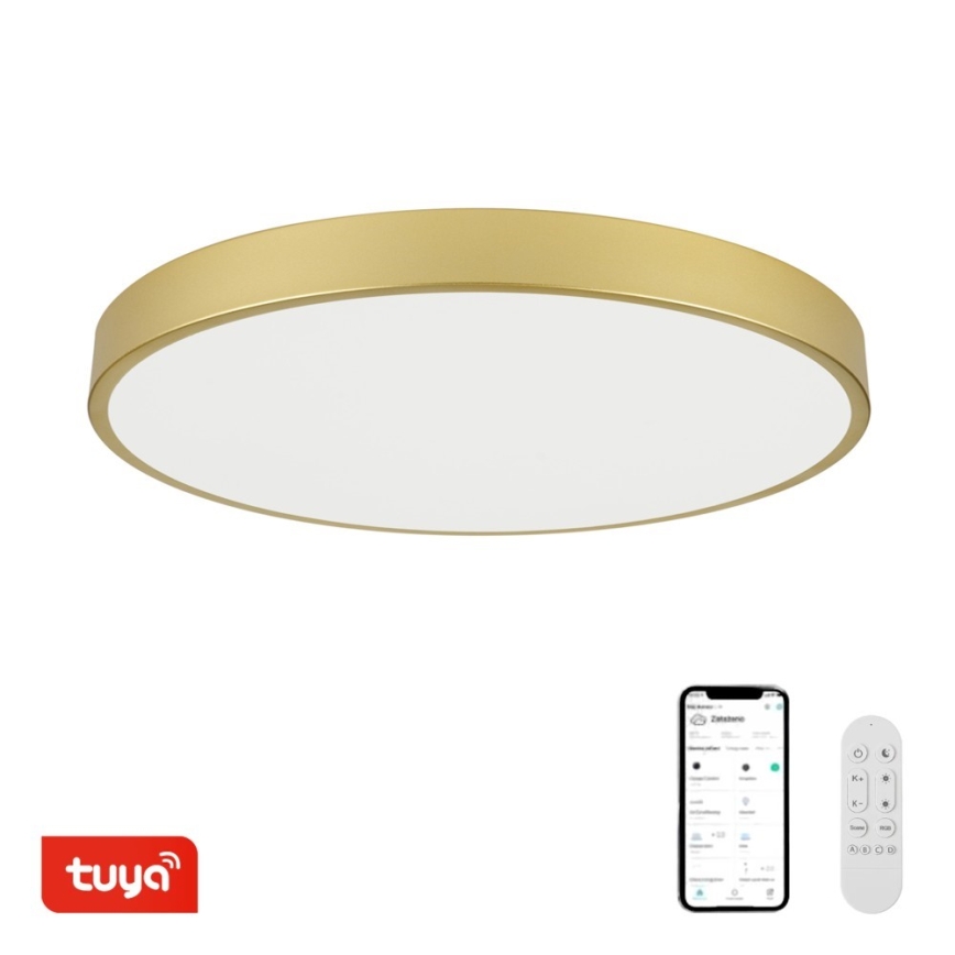 Immax NEO 07311L - LED stmievateľné stropné svietidlo SEMPLICI LED/96W/230V pr. 80 cm Wi-Fi Tuya zlatá + diaľkové ovládanie