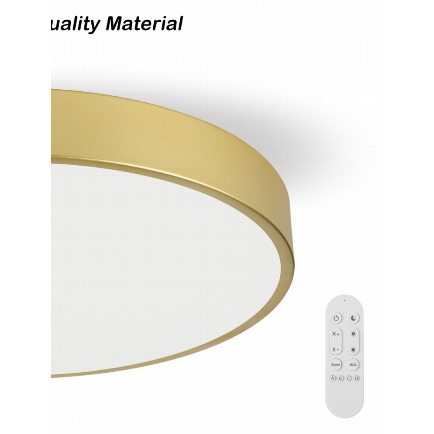 Immax NEO 07311L - LED stmievateľné stropné svietidlo SEMPLICI LED/96W/230V pr. 80 cm Wi-Fi Tuya zlatá + diaľkové ovládanie