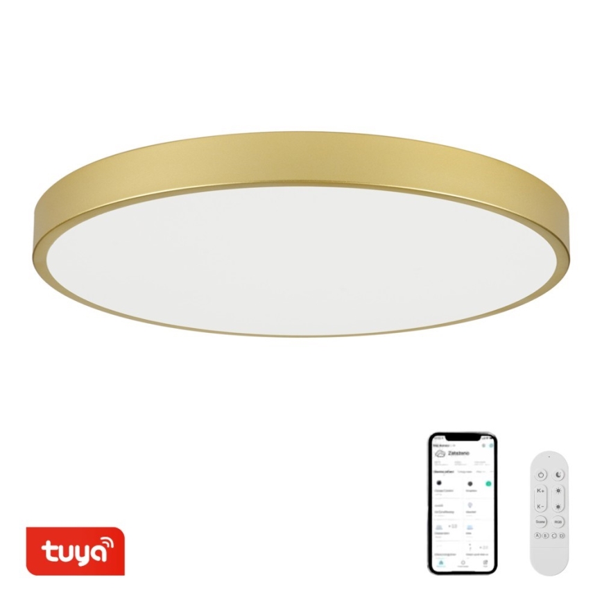 Immax NEO 07312L - LED stmievateľné stropné svietidlo SEMPLICI LED/128W/230V pr. 100 cm Wi-Fi Tuya zlatá + diaľkové ovládanie