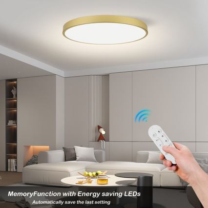 Immax NEO 07312L - LED stmievateľné stropné svietidlo SEMPLICI LED/128W/230V pr. 100 cm Wi-Fi Tuya zlatá + diaľkové ovládanie