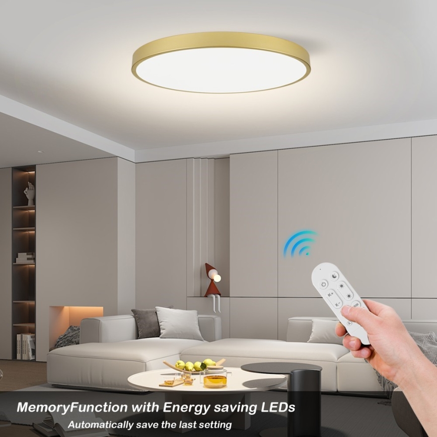 Immax NEO 07312L - LED stmievateľné stropné svietidlo SEMPLICI LED/128W/230V pr. 100 cm Wi-Fi Tuya zlatá + diaľkové ovládanie