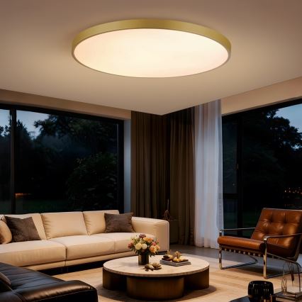 Immax NEO 07312L - LED stmievateľné stropné svietidlo SEMPLICI LED/128W/230V pr. 100 cm Wi-Fi Tuya zlatá + diaľkové ovládanie