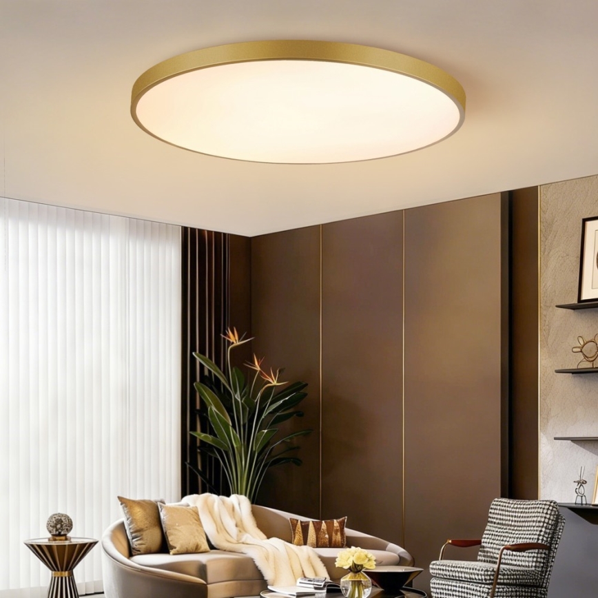 Immax NEO 07312L - LED stmievateľné stropné svietidlo SEMPLICI LED/128W/230V pr. 100 cm Wi-Fi Tuya zlatá + diaľkové ovládanie