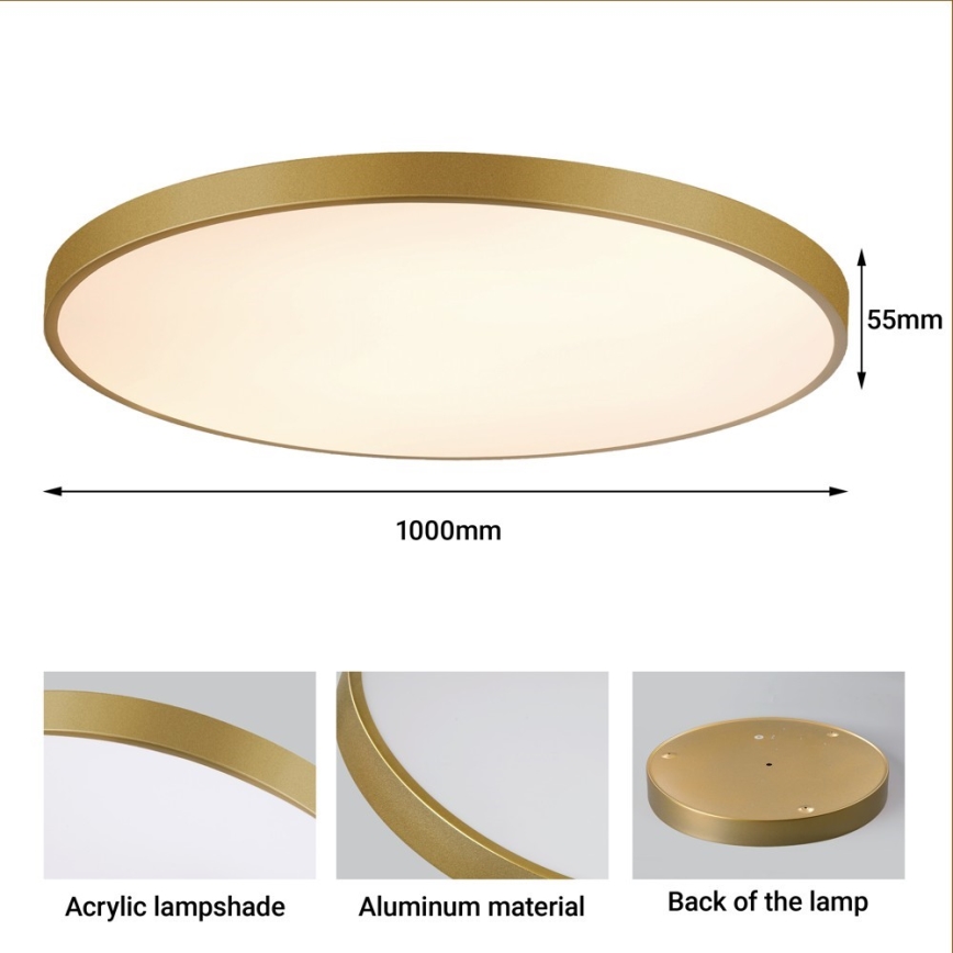 Immax NEO 07312L - LED stmievateľné stropné svietidlo SEMPLICI LED/128W/230V pr. 100 cm Wi-Fi Tuya zlatá + diaľkové ovládanie