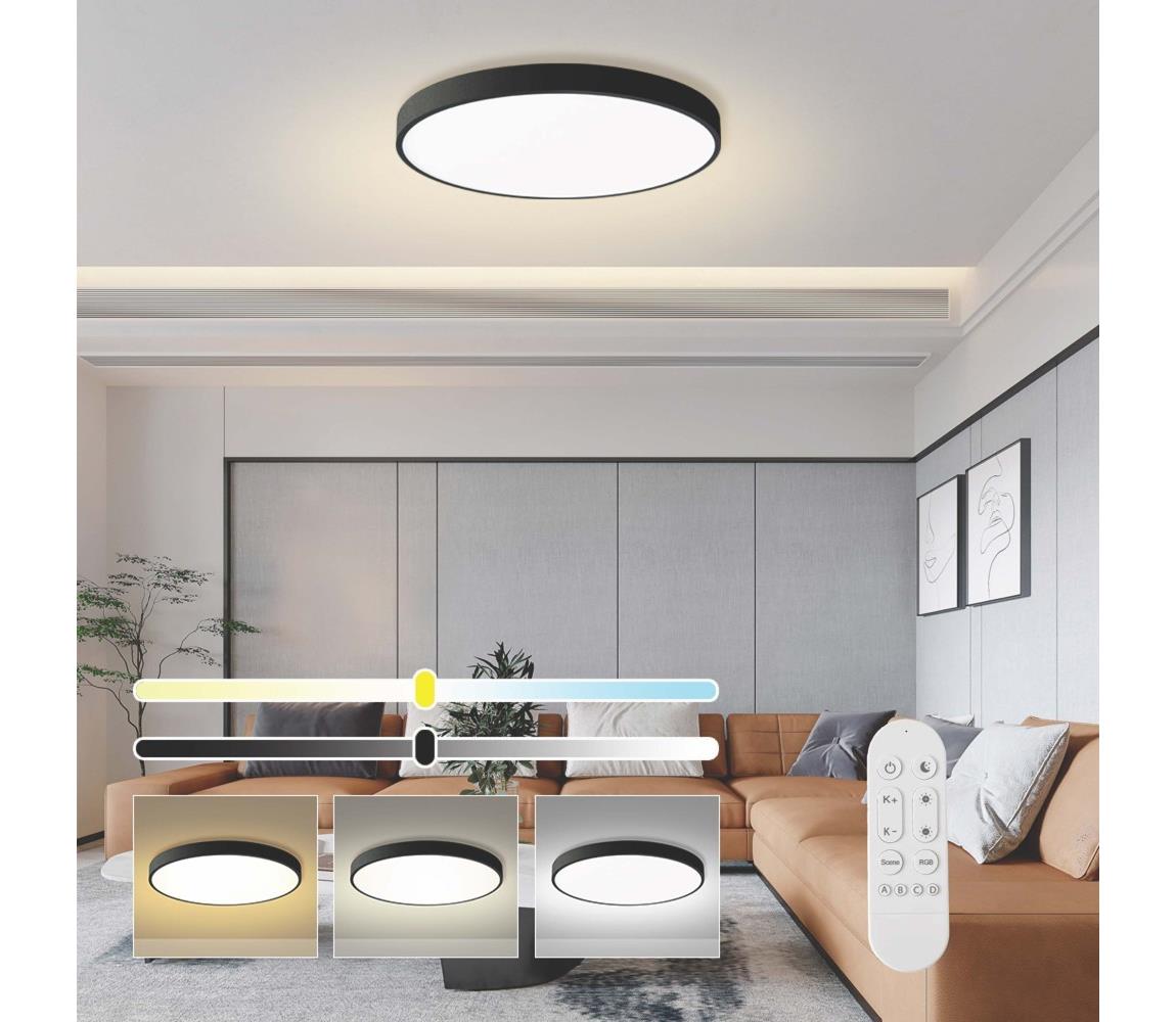 NEO 07313L-LED SEMPLICI - stmievateľné stropné svietidlo 96 W/230 V, priemer 80 cm, Tuya Wi‑Fi, čierne, s diaľkovým ovládaním 07313L