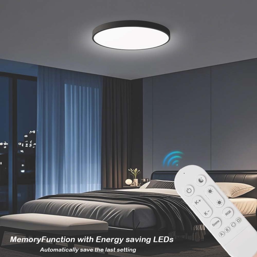 Immax NEO 07313L - LED stmievateľné stropné svietidlo SEMPLICI LED/96W/230V pr. 80 cm Wi-Fi Tuya čierna + diaľkové ovládanie
