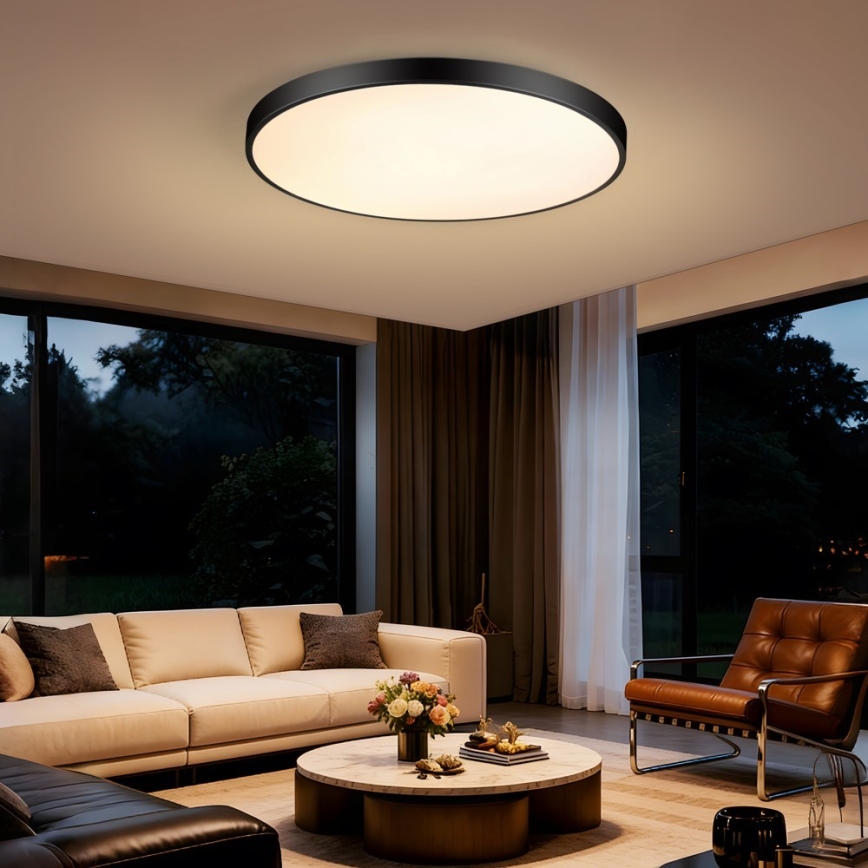 Immax NEO 07313L - LED stmievateľné stropné svietidlo SEMPLICI LED/96W/230V pr. 80 cm Wi-Fi Tuya čierna + diaľkové ovládanie