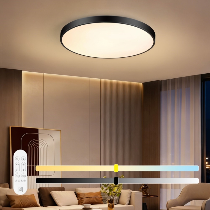 Immax NEO 07313L - LED stmievateľné stropné svietidlo SEMPLICI LED/96W/230V pr. 80 cm Wi-Fi Tuya čierna + diaľkové ovládanie