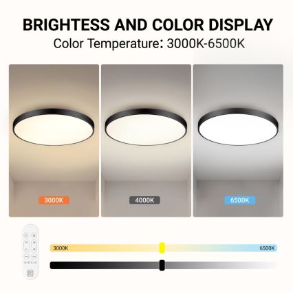 Immax NEO 07313L - LED stmievateľné stropné svietidlo SEMPLICI LED/96W/230V pr. 80 cm Wi-Fi Tuya čierna + diaľkové ovládanie