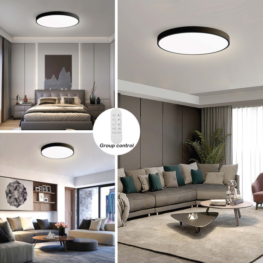 Immax NEO 07313L - LED stmievateľné stropné svietidlo SEMPLICI LED/96W/230V pr. 80 cm Wi-Fi Tuya čierna + diaľkové ovládanie