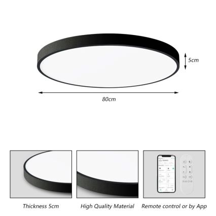 Immax NEO 07313L - LED stmievateľné stropné svietidlo SEMPLICI LED/96W/230V pr. 80 cm Wi-Fi Tuya čierna + diaľkové ovládanie