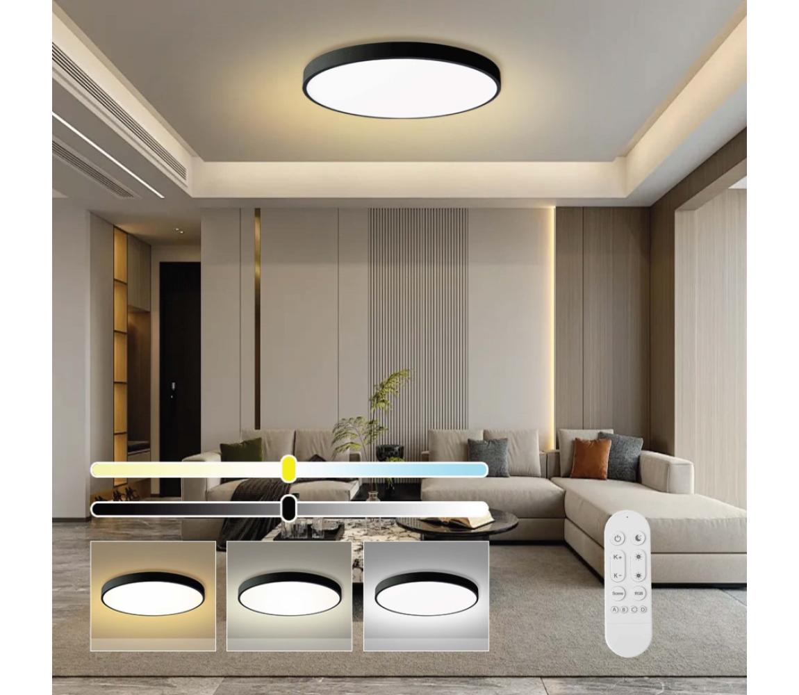 NEO 07314L-LED stmievateľné stropné svietidlo SEMPLICI 128W/230V pr. 100 cm Wi-Fi Tuya čierne + diaľkové ovládanie 07314L