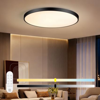 Immax NEO 07314L - LED stmievateľné stropné svietidlo SEMPLICI LED/128W/230V pr. 100 cm Wi-Fi Tuya čierna + diaľkové ovládanie