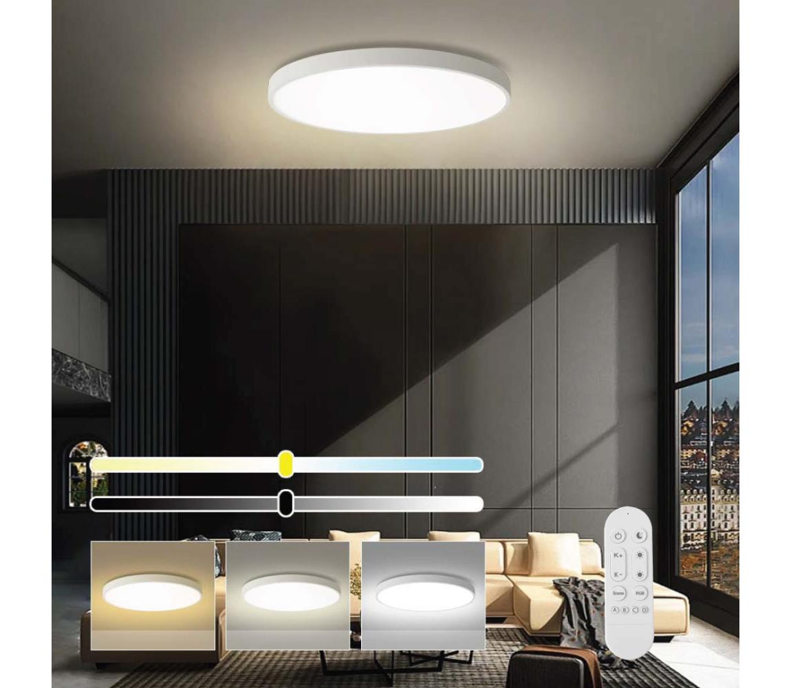 NEO 07315L-LED Stmievateľné stropné svietidlo SEMPLICI 96W/230V priemer 80 cm Wi-Fi Tuya biela + diaľkový ovládač 07315L