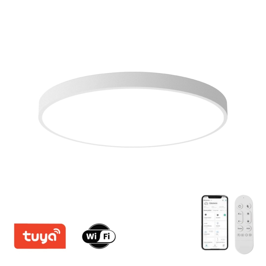Immax NEO 07315L - Stmievateľné LED stropné svietidlo SEMPLICI LED/96W/230V pr. 80 cm Wi‑Fi Tuya biela + diaľkové ovládanie
