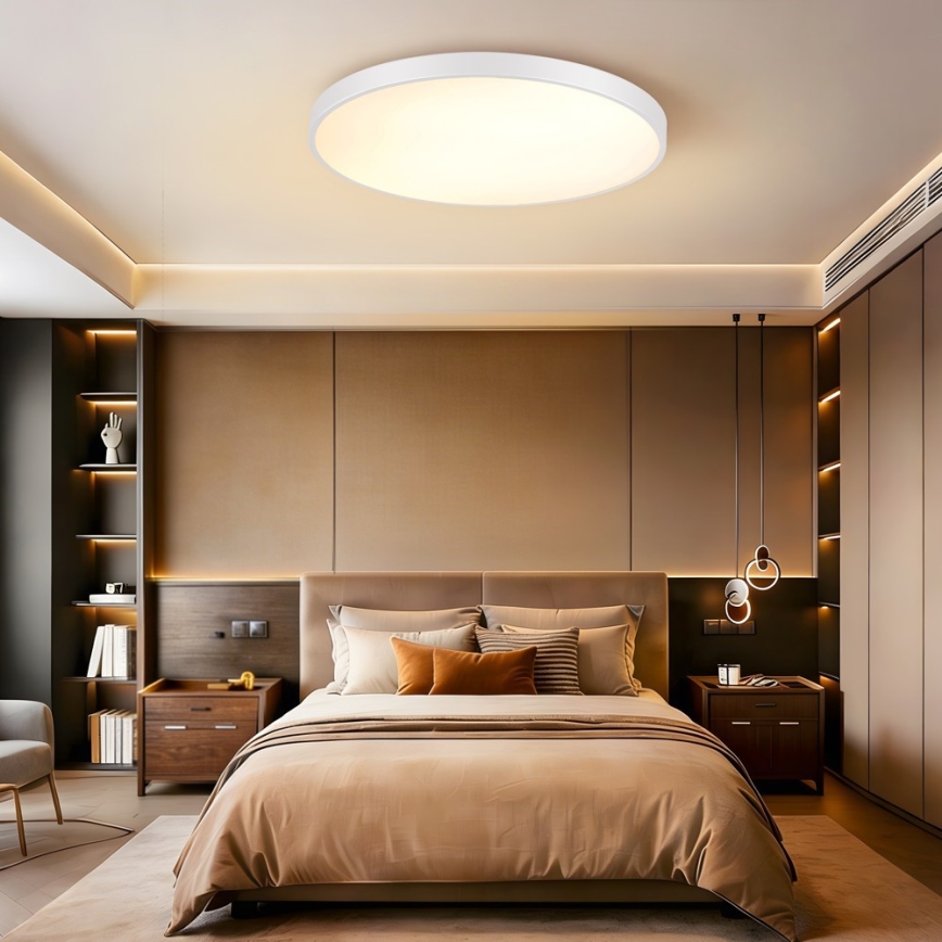 Immax NEO 07315L - Stmievateľné LED stropné svietidlo SEMPLICI LED/96W/230V pr. 80 cm Wi‑Fi Tuya biela + diaľkové ovládanie