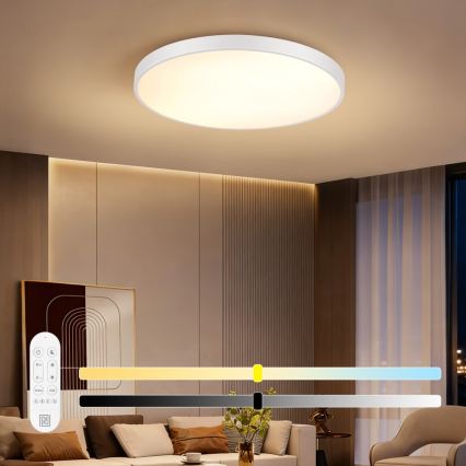 Immax NEO 07315L - Stmievateľné LED stropné svietidlo SEMPLICI LED/96W/230V pr. 80 cm Wi‑Fi Tuya biela + diaľkové ovládanie