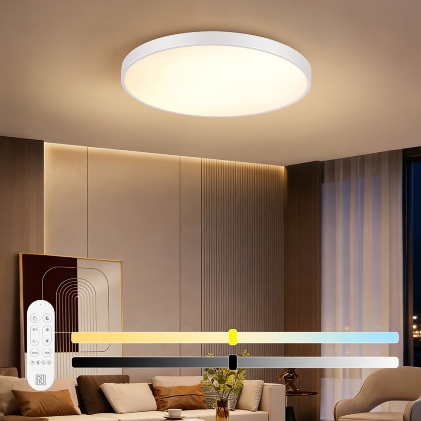 Immax NEO 07315L - Stmievateľné LED stropné svietidlo SEMPLICI LED/96W/230V pr. 80 cm Wi‑Fi Tuya biela + diaľkové ovládanie