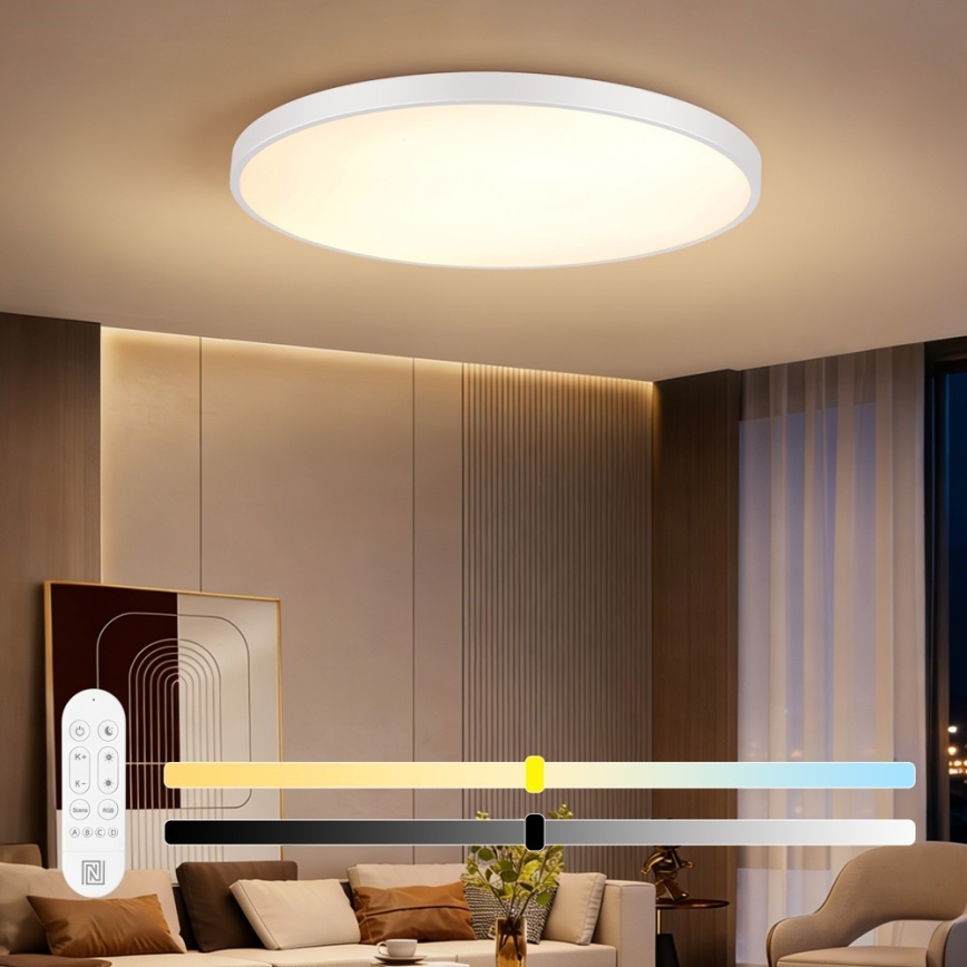 Immax NEO 07316L - LED stmievateľné stropné svietidlo SEMPLICI LED/128W/230V pr. 100 cm Wi-Fi Tuya biela + diaľkové ovládanie