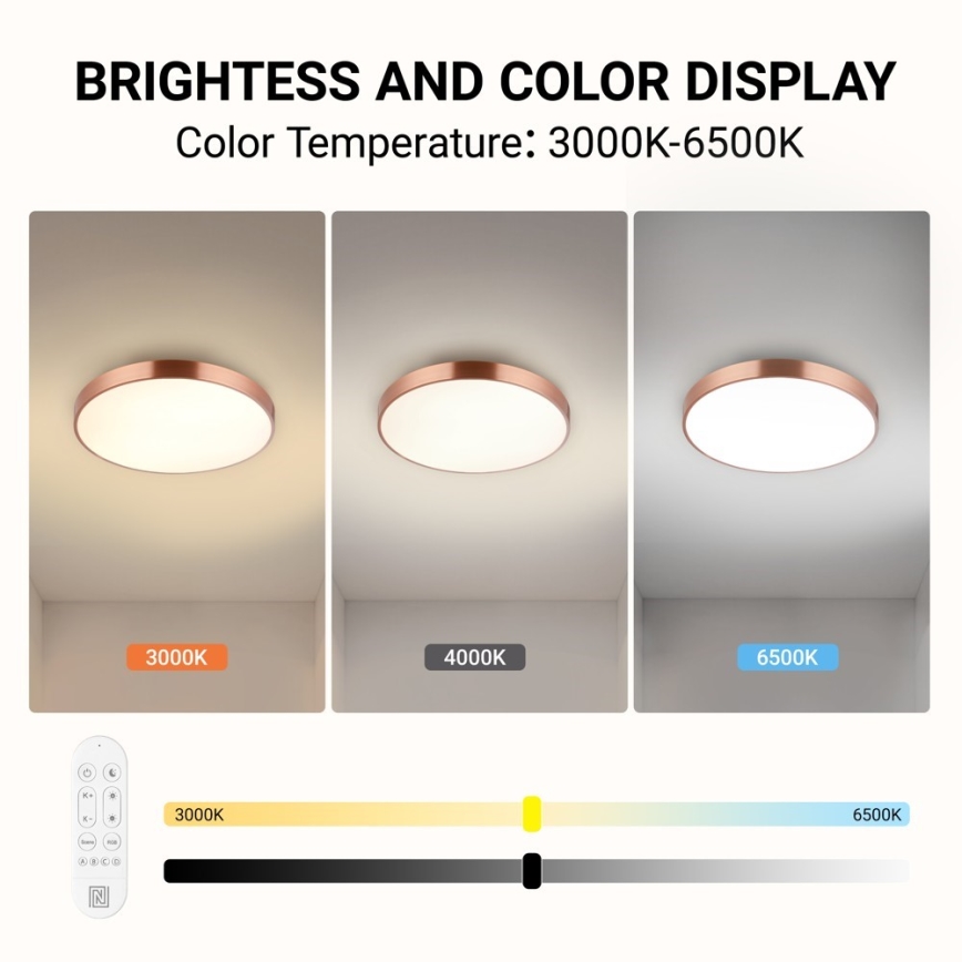 Immax NEO 07321L - LED stmievateľné stropné svietidlo NEO LITE SEMPLICI LED/36W/230V pr. 40 cm Tuya ružovo-zlatá + diaľkové ovládanie