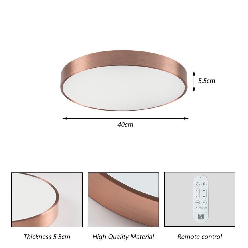 Immax NEO 07321L - LED stmievateľné stropné svietidlo NEO LITE SEMPLICI LED/36W/230V pr. 40 cm Tuya ružovo-zlatá + diaľkové ovládanie