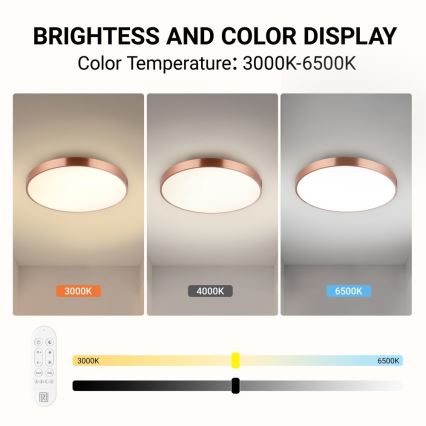 Immax NEO 07322L - stmievateľné LED stropné svietidlo NEO LITE SEMPLICI LED/60W/230V, priemer 60 cm, Tuya, ružové zlato + diaľkové ovládanie