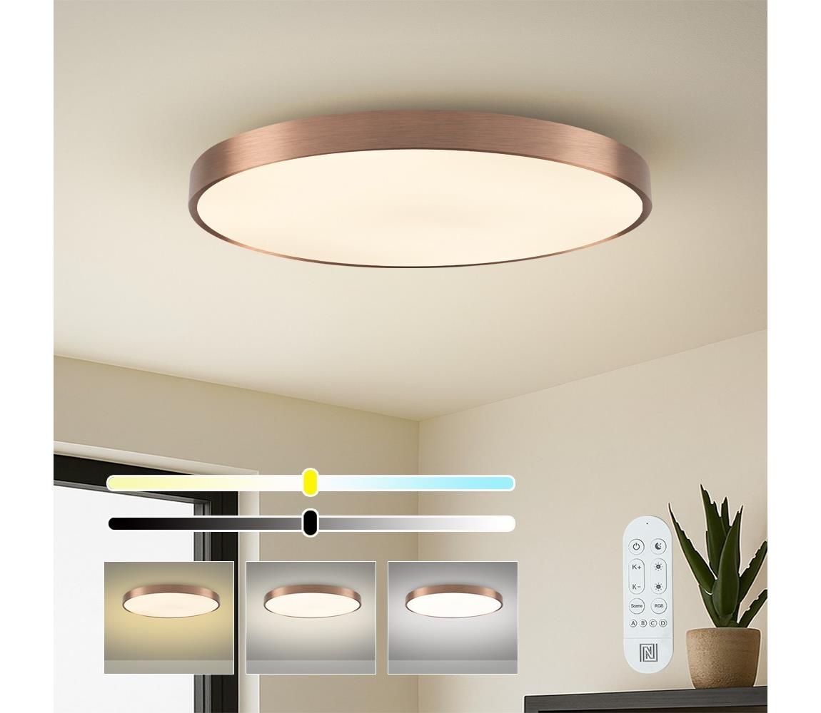 NEO 07323L-LED stmievateľné stropné svietidlo SEMPLICI 96W/230V priemer 80 cm Wi-Fi Tuya rosé + diaľkové ovládanie 07323L