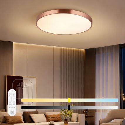 Immax NEO 07323L - LED stmievateľné stropné svietidlo SEMPLICI LED/96W/230V pr. 80 cm Wi-Fi Tuya ružové zlato + diaľkové ovládanie
