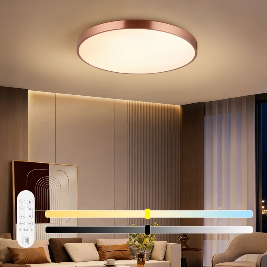 Immax NEO 07323L - LED stmievateľné stropné svietidlo SEMPLICI LED/96W/230V pr. 80 cm Wi-Fi Tuya ružové zlato + diaľkové ovládanie