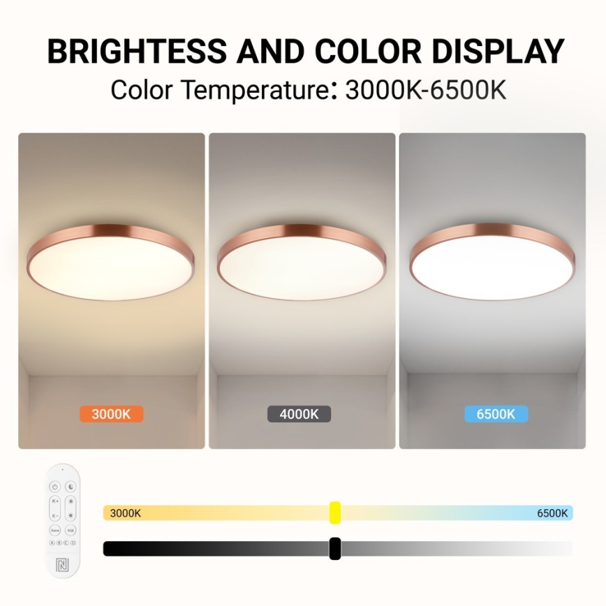 Immax NEO 07324L - LED stmievateľné stropné svietidlo SEMPLICI LED/128 W/230 V priemer 100 cm, Wi-Fi Tuya, zlaté + diaľkové ovládanie