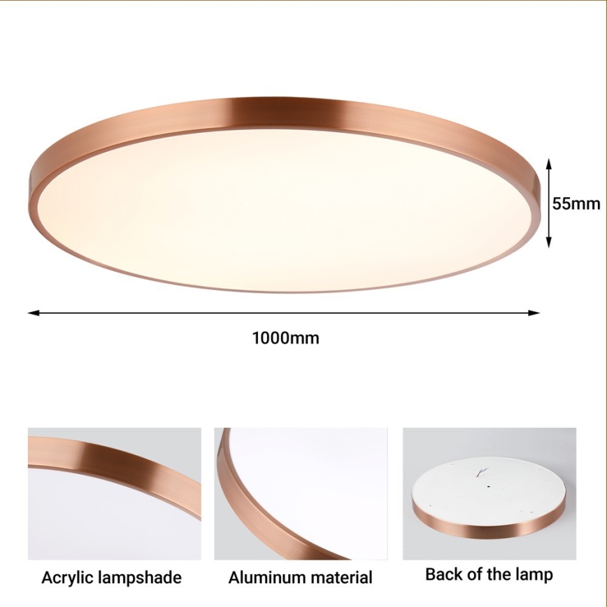 Immax NEO 07324L - LED stmievateľné stropné svietidlo SEMPLICI LED/128 W/230 V priemer 100 cm, Wi-Fi Tuya, zlaté + diaľkové ovládanie