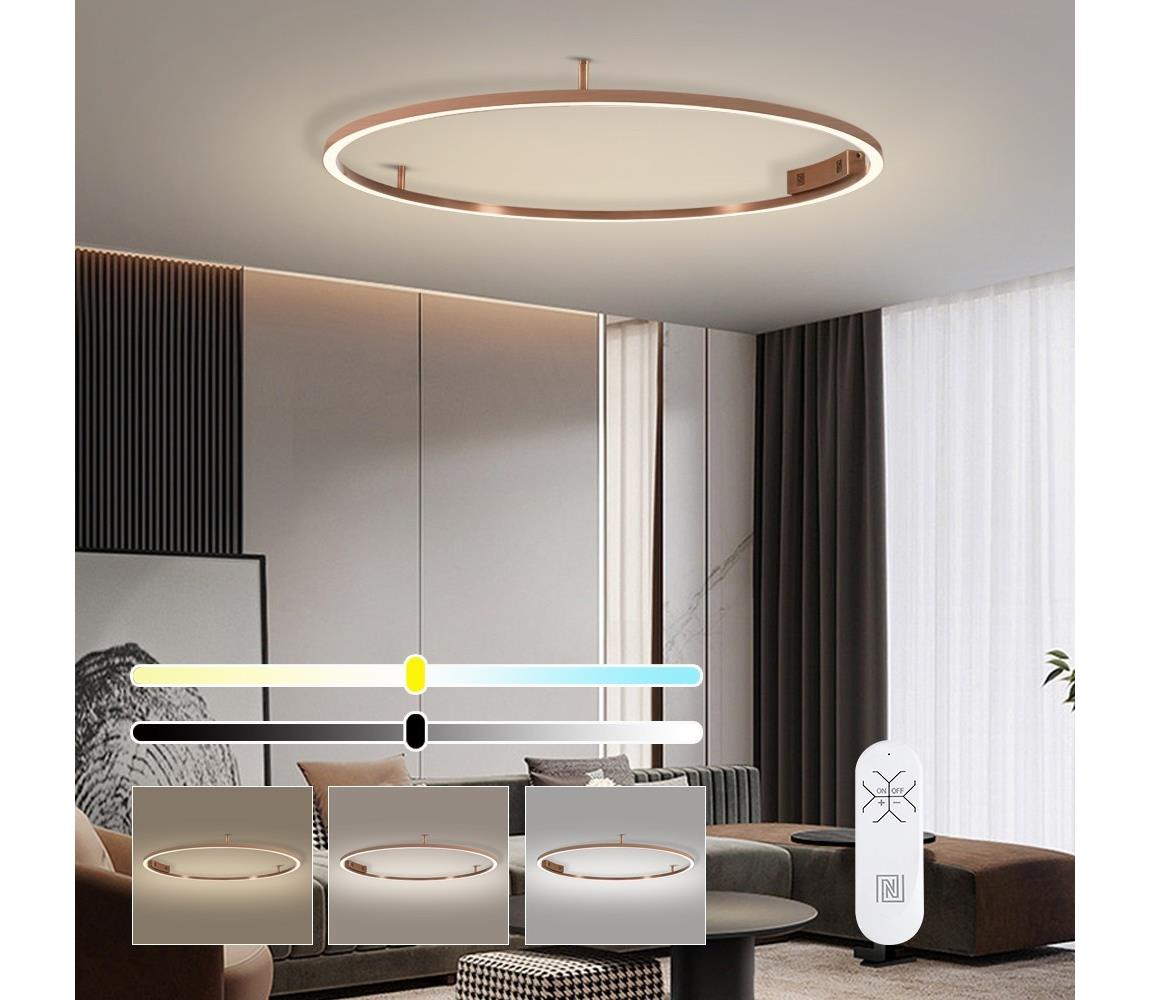 NEO 07325-120C-LED Stmievateľné stropné svietidlo FINO 72W/230V 120 cm Tuya ružové zlato + diaľkové ovládanie 07325-120C