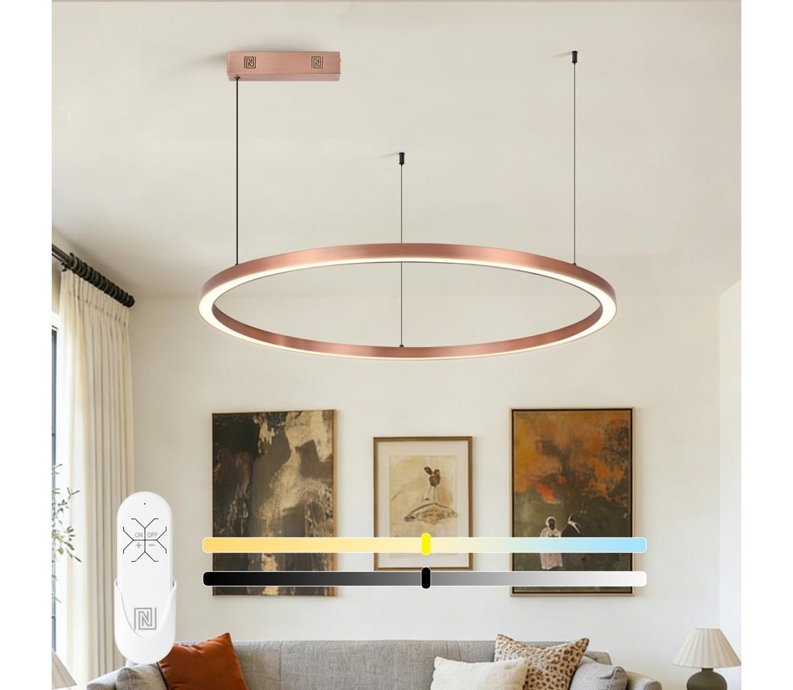 NEO 07327L - LED stmievateľný luster na lanku FINO 55W/230V 80 cm ružovo-zlatý Tuya+diaľkové ovládanie 07327L