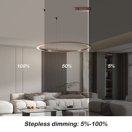 Immax NEO 07327L - Stmievateľný LED luster na lanku FINO LED/55W/230V 80 cm Tuya ružové zlato + diaľkové ovládanie