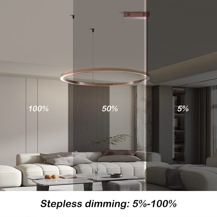 Immax NEO 07327L - Stmievateľný LED luster na lanku FINO LED/55W/230V 80 cm Tuya ružové zlato + diaľkové ovládanie