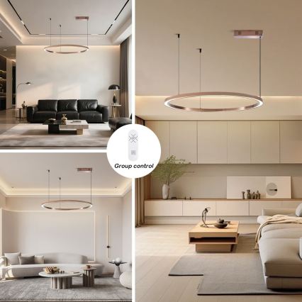 Immax NEO 07327L - Stmievateľný LED luster na lanku FINO LED/55W/230V 80 cm Tuya ružové zlato + diaľkové ovládanie