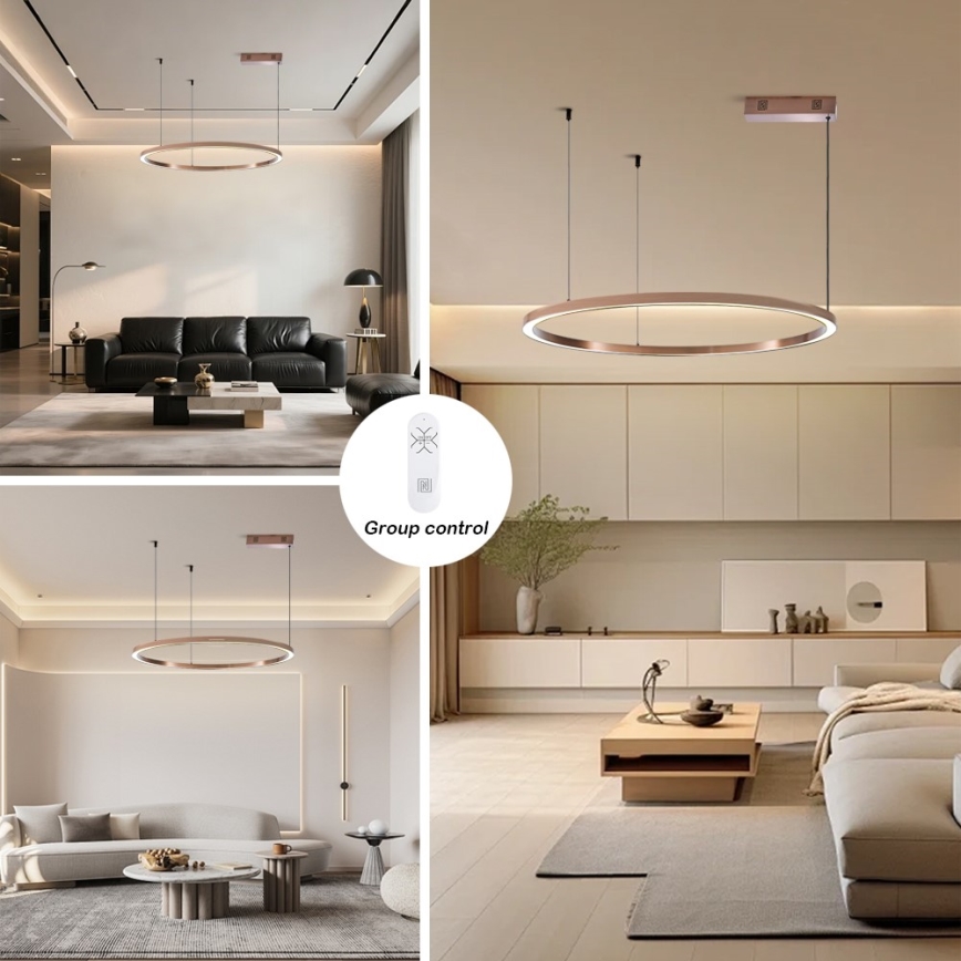 Immax NEO 07327L - Stmievateľný LED luster na lanku FINO LED/55W/230V 80 cm Tuya ružové zlato + diaľkové ovládanie