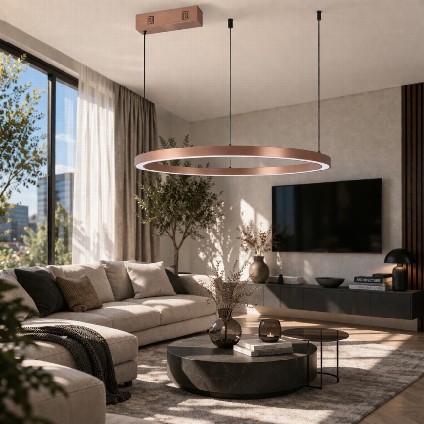 Immax NEO 07327L - Stmievateľný LED luster na lanku FINO LED/55W/230V 80 cm Tuya ružové zlato + diaľkové ovládanie
