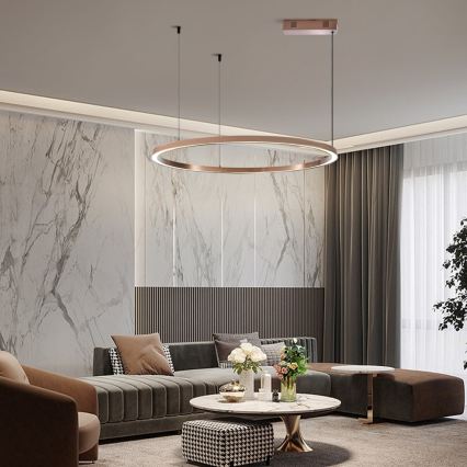 Immax NEO 07327L - Stmievateľný LED luster na lanku FINO LED/55W/230V 80 cm Tuya ružové zlato + diaľkové ovládanie