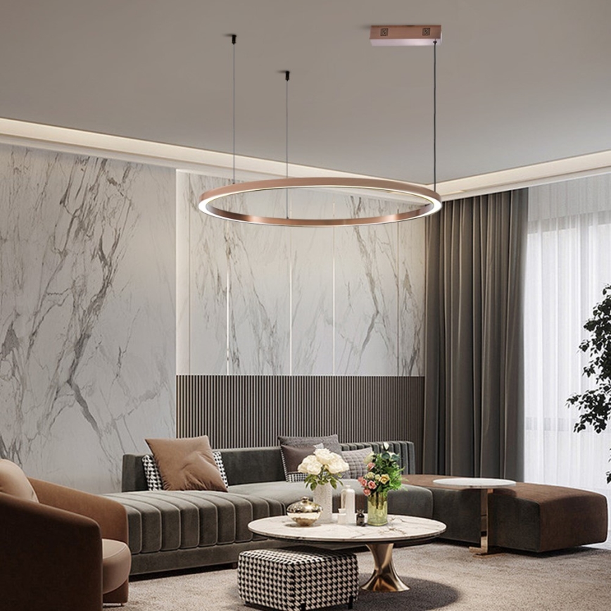 Immax NEO 07327L - Stmievateľný LED luster na lanku FINO LED/55W/230V 80 cm Tuya ružové zlato + diaľkové ovládanie