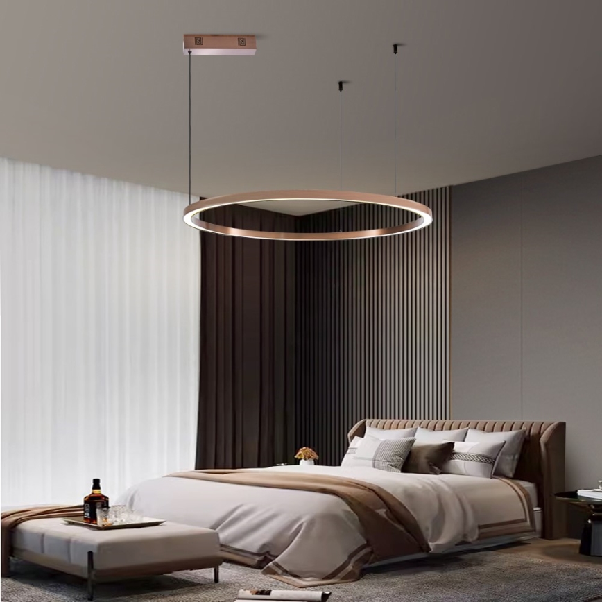 Immax NEO 07327L - Stmievateľný LED luster na lanku FINO LED/55W/230V 80 cm Tuya ružové zlato + diaľkové ovládanie
