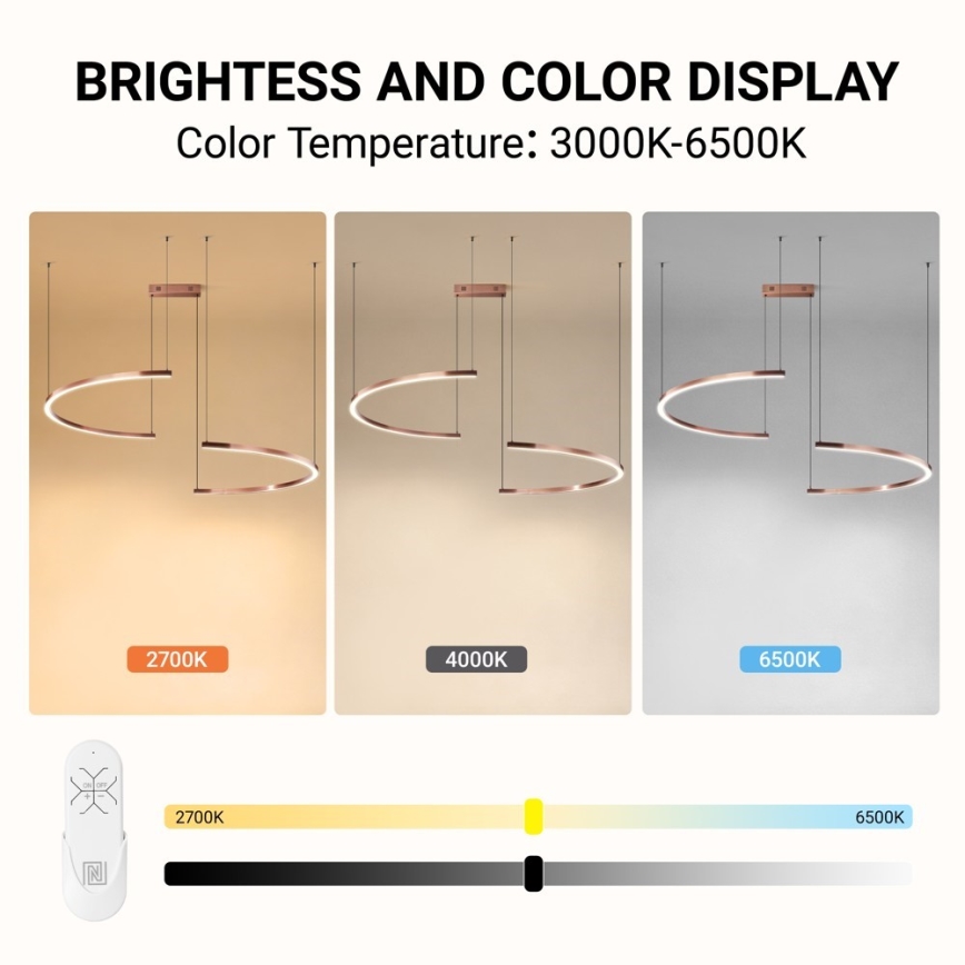 Immax NEO 07328L - stmievateľný LED luster na lane FINO LED/72W/230V 120 cm Tuya ružové zlato + diaľkové ovládanie