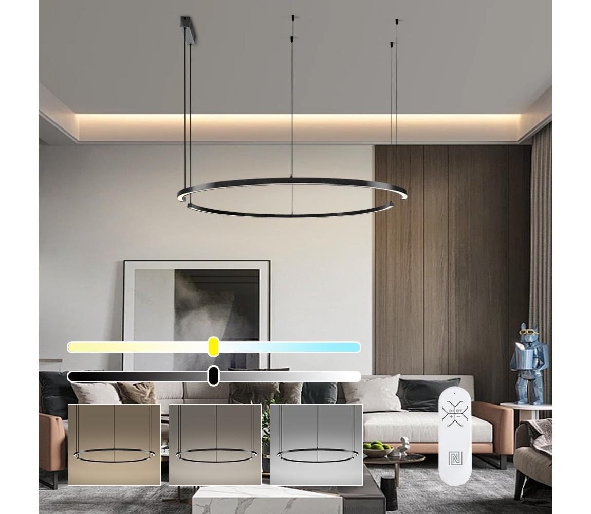 NEO 07329L - LED stmievateľný závesný luster na lankách FINO 72W/230V 120 cm čierna Tuya+DO 07329L