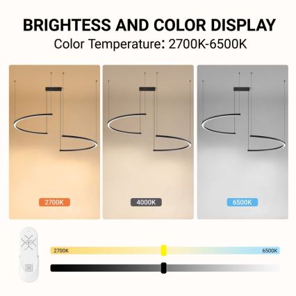 Immax NEO 07329L - LED stmievateľný luster na lane FINO LED/72W/230V 120 cm Tuya čierna + diaľkové ovládanie